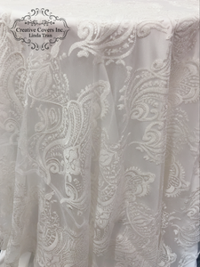 White French Damask 90” x 90” Square
